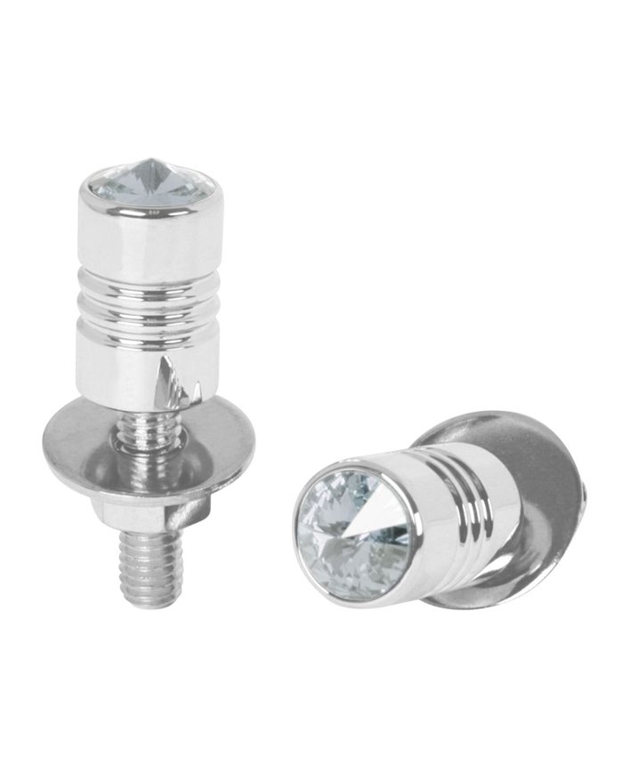 CR. ALUM. LICENSE PLATE BOLT W/CLEAR CRYSTAL CR. ALUM. LICENSE PLATE BOLT W/CLEAR CRYSTAL