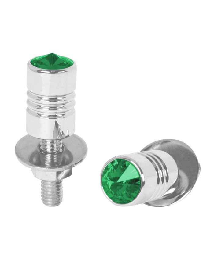 CR. ALUM. LICENSE PLATE BOLT W/GREEN CRYSTAL