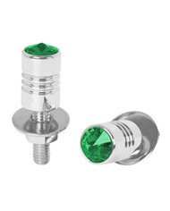 CR. ALUM. LICENSE PLATE BOLT W/GREEN CRYSTAL CR. ALUM. LICENSE PLATE BOLT W/GREEN CRYSTAL