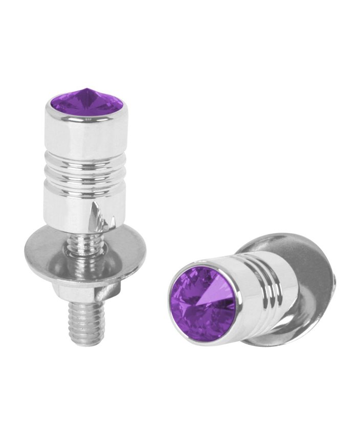 CR. ALUM. LICENSE PLATE BOLT W/PURPLE CRYSTAL