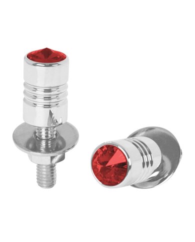 CR. ALUM. LICENSE PLATE BOLT W/RED CRYSTAL CR. ALUM. LICENSE PLATE BOLT W/RED CRYSTAL