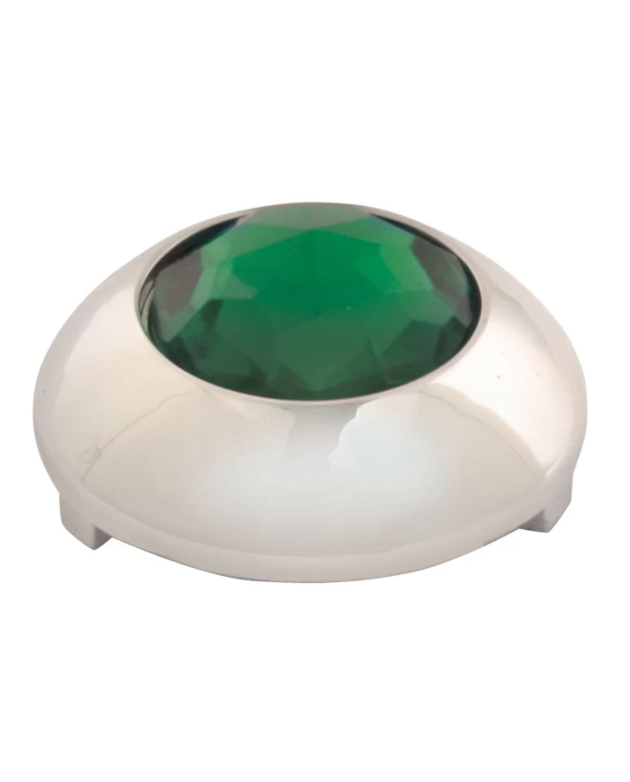 CR PLASTIC 1-1/16" O.D. BUTTON COVER W/GREEN CRYSTAL FOR KW