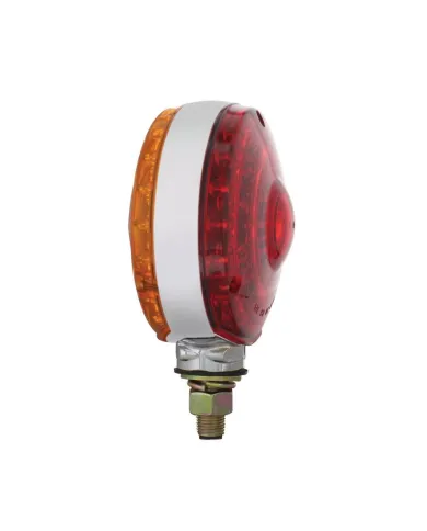 UP38113-88 LED Single Stud Double Face Turn Signal Light - Amber & Red LED/Amber & Red Lens