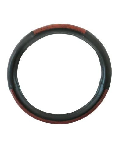18" DELUXE STEERING WHEEL CVR BLACK W/ DARK WOOD 18" DELUXE STEERING WHEEL CVR BLACK W/ DARK WOOD
