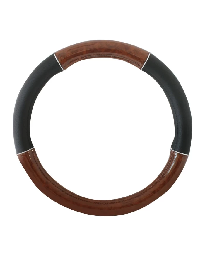 18" DELUXE STEERING WHEEL CVR BLACK W/ DARK WOOD & CR TRIM 18" DELUXE STEERING WHEEL CVR BLACK W/ DARK WOOD & CR TRIM