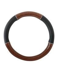 18" DELUXE STEERING WHEEL CVR BLACK W/ DARK WOOD & CR TRIM 18" DELUXE STEERING WHEEL CVR BLACK W/ DARK WOOD & CR TRIM