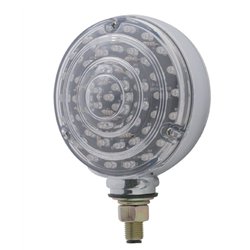 UP38114-88 LED Single Stud Double Face Turn Signal Light - Amber & Red LED/Clear Lens