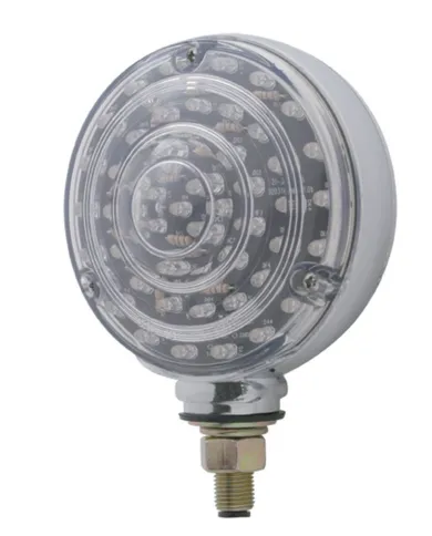 UP38114-88 LED Single Stud Double Face Turn Signal Light - Amber & Red LED/Clear Lens