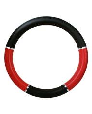 18" DELUXE STEERING WHEEL CVR BLACK & RED W/ CHROME TRIM 18" DELUXE STEERING WHEEL CVR BLACK & RED W/ CHROME TRIM
