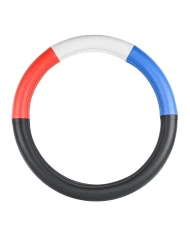 18" DELUXE STEERING WHEEL CVR HALF BLACK W/RED, WHITE & BLUE 18" DELUXE STEERING WHEEL CVR HALF BLACK W/RED, WHITE & BLUE