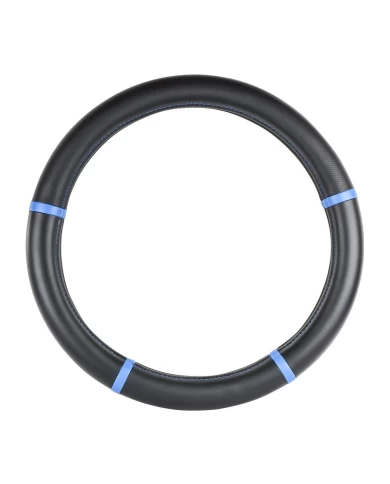 18" DELUXE STEERING WHEEL CVR FULL BLACK W/ BLUE TRIMS 18" DELUXE STEERING WHEEL CVR FULL BLACK W/ BLUE TRIMS