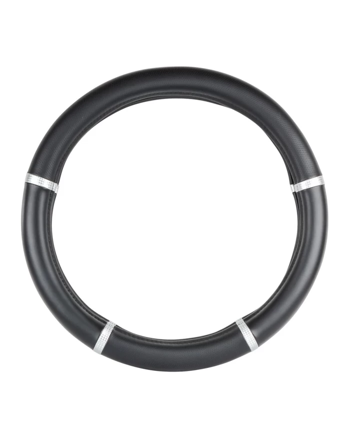 18" DELUXE STEERING WHEEL CVR BLACK W/ SILVER CARBON TRIMS 18" DELUXE STEERING WHEEL CVR BLACK W/ SILVER CARBON TRIMS