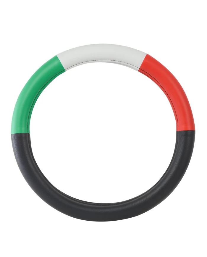 18" DELUXE STEERING WHEEL CVR HALF BLACK W/RED/WHITE/GREEN 18" DELUXE STEERING WHEEL CVR HALF BLACK W/RED/WHITE/GREEN