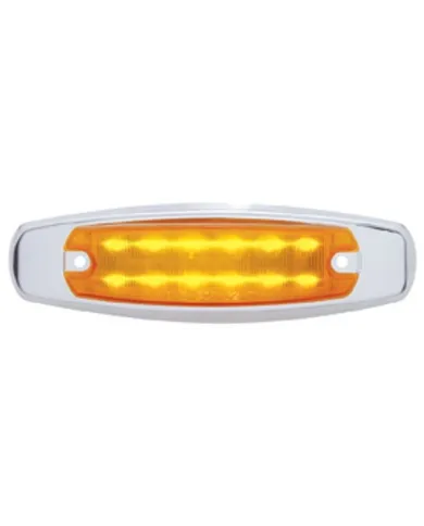 UP38134-12 LED Rectangular Light (Clearance/Marker) With Chrome Bezel - Amber LED/Amber Lens