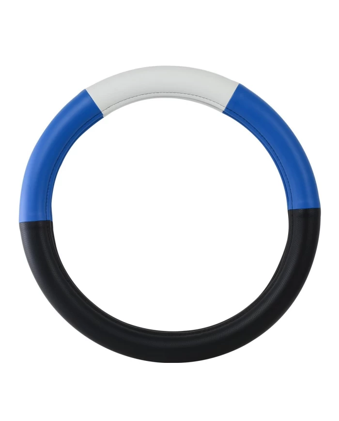 18" DELUXE STEERING WHEEL CVR HALF BLACK W/BLUE/WHITE/BLUE 18" DELUXE STEERING WHEEL CVR HALF BLACK W/BLUE/WHITE/BLUE
