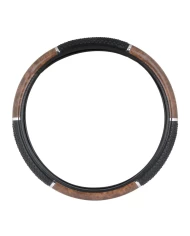 18" STEERING WHEEL COVER LIGHT WOOD W/BLACK HAND GRIPS 18" STEERING WHEEL COVER LIGHT WOOD W/BLACK HAND GRIPS