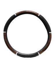 18" STEERING WHEEL COVER DARK WOOD W/BLACK HAND GRIPS 18" STEERING WHEEL COVER DARK WOOD W/BLACK HAND GRIPS
