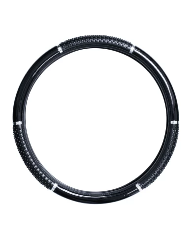 18" STEERING WHEEL COVER SHINY BLACK W/BLACK HAND GRIPS 18" STEERING WHEEL COVER SHINY BLACK W/BLACK HAND GRIPS