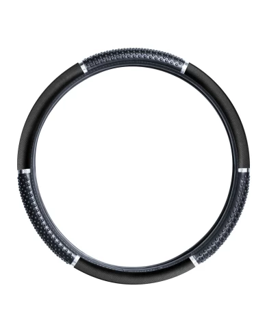 18" STEERING WHEEL COVER MATTE BLACK W/BLACK HAND GRIPS 18" STEERING WHEEL COVER MATTE BLACK W/BLACK HAND GRIPS
