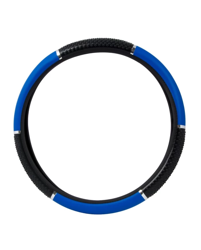 18" STEERING WHEEL COVER BLUE W/ BLACK HAND GRIPS 18" STEERING WHEEL COVER BLUE W/ BLACK HAND GRIPS