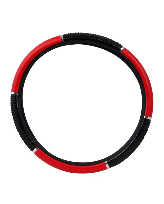 18" STEERING WHEEL COVER RED W/ BLACK HAND GRIPS 18" STEERING WHEEL COVER RED W/ BLACK HAND GRIPS