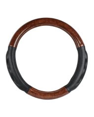 18" DELUXE+ STEERING WHEEL CVR DARK WOOD W/BLACK COMFORT PAD