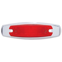 UP38135-12 LED Rectangular Light (Clearance/Marker) With Chrome Bezel - Red LED/Red Lens