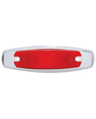 UP38135-12 LED Rectangular Light (Clearance/Marker) With Chrome Bezel - Red LED/Red Lens