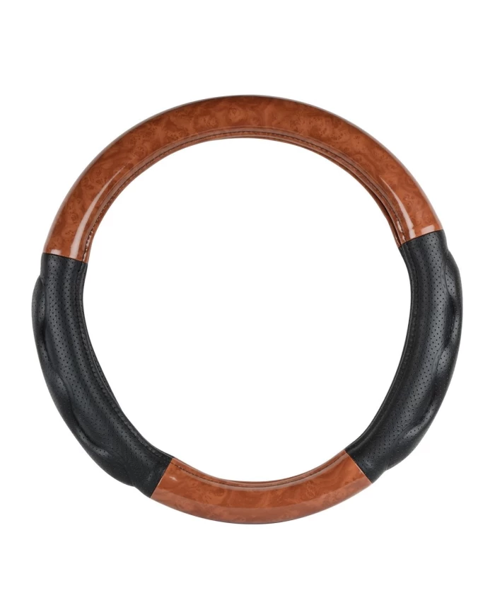 18" DELUXE+ STEERING WHEEL CVR LIGHT WOOD W/BLACK COMFORT PAD