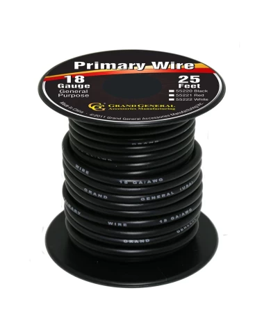 BLACK 18GA PRIMARY WIRE, 25FT ROLL W/ SPOOL BLACK 18GA PRIMARY WIRE, 25FT ROLL W/ SPOOL