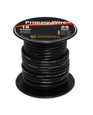 BLACK 18GA PRIMARY WIRE, 25FT ROLL W/ SPOOL