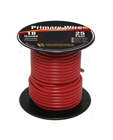 RED 18GA PRIMARY WIRE, 25FT ROLL W/ SPOOL RED 18GA PRIMARY WIRE, 25FT ROLL W/ SPOOL