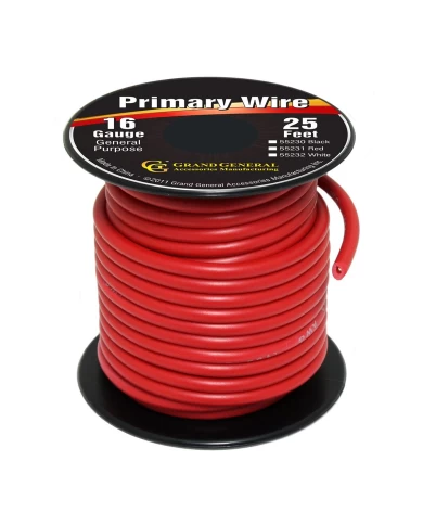 RED 16GA PRIMARY WIRE, 25FT ROLL W/ SPOOL RED 16GA PRIMARY WIRE, 25FT ROLL W/ SPOOL