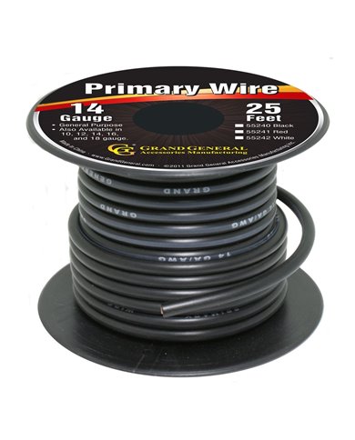 BLACK 14GA PRIMARY WIRE, 25FT ROLL W/ SPOOL BLACK 14GA PRIMARY WIRE, 25FT ROLL W/ SPOOL