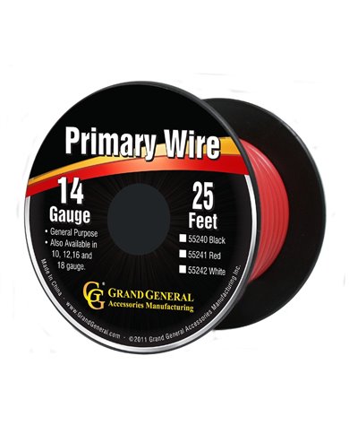 RED 14GA PRIMARY WIRE, 25FT ROLL W/ SPOOL RED 14GA PRIMARY WIRE, 25FT ROLL W/ SPOOL