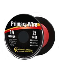 RED 14GA PRIMARY WIRE, 25FT ROLL W/ SPOOL