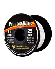 WHITE 14GA PRIMARY WIRE, 25FT ROLL W/ SPOOL