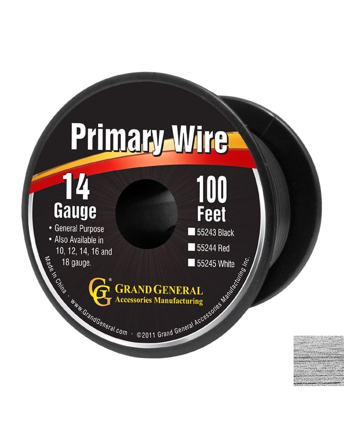 BLACK 14GA PRIMARY WIRE, 100FT ROLL W/ SPOOL