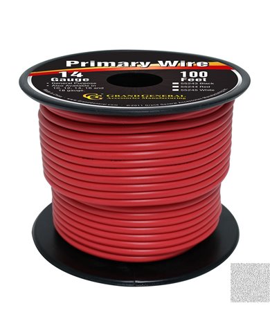 RED 14GA PRIMARY WIRE, 100FT ROLL W/ SPOOL RED 14GA PRIMARY WIRE, 100FT ROLL W/ SPOOL