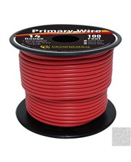 RED 14GA PRIMARY WIRE, 100FT ROLL W/ SPOOL