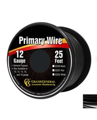 BLACK 12GA PRIMARY WIRE, 25FT ROLL W/ SPOOL