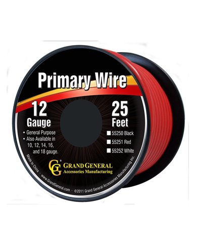 RED 12GA PRIMARY WIRE, 25FT ROLL W/ SPOOL RED 12GA PRIMARY WIRE, 25FT ROLL W/ SPOOL