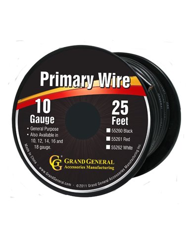 BLACK 10GA PRIMARY WIRE, 25FT ROLL W/ SPOOL BLACK 10GA PRIMARY WIRE, 25FT ROLL W/ SPOOL