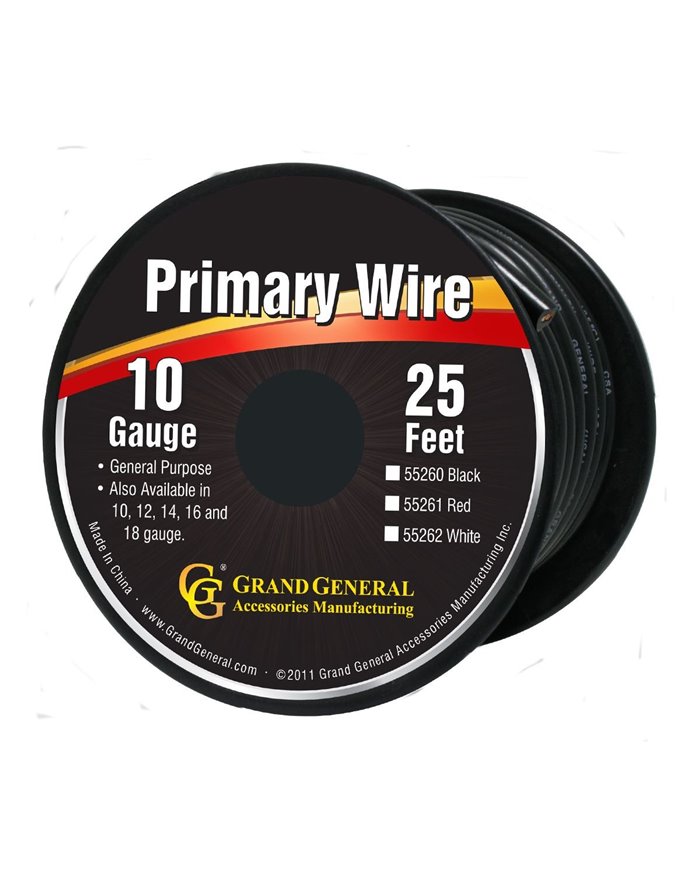 BLACK 10GA PRIMARY WIRE, 25FT ROLL W/ SPOOL