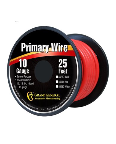 RED 10GA PRIMARY WIRE, 25FT ROLL W/ SPOOL RED 10GA PRIMARY WIRE, 25FT ROLL W/ SPOOL