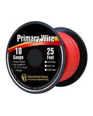 RED 10GA PRIMARY WIRE, 25FT ROLL W/ SPOOL