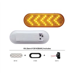 UP38143BAK-36 LED 6" Oval Sequential Light (Turn Signal) Kit - Amber LED/Amber Lens