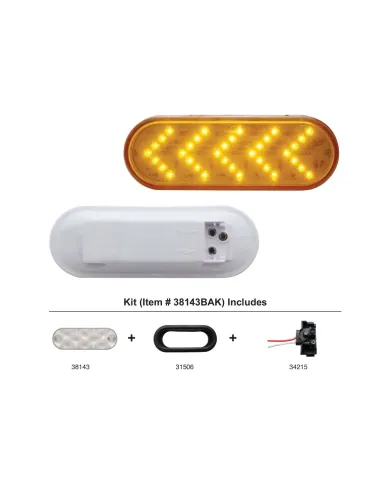 UP38143BAK-36 LED 6" Oval Sequential Light (Turn Signal) Kit - Amber LED/Amber Lens