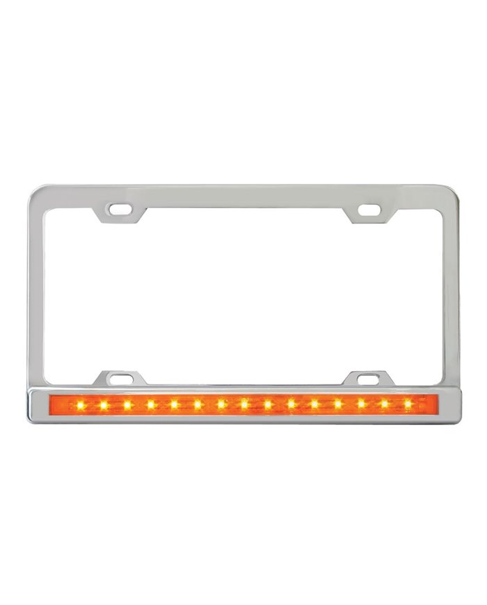 4 HOLES CR. LIC. FRAME W/12" AMBER/AMBER LED & CR. PL BEZEL 4 HOLES CR. LIC. FRAME W/12" AMBER/AMBER LED & CR. PL BEZEL