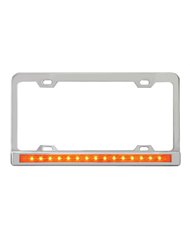 4 HOLES CR. LIC. FRAME W/12" AMBER/AMBER LED & CR. PL BEZEL 4 HOLES CR. LIC. FRAME W/12" AMBER/AMBER LED & CR. PL BEZEL